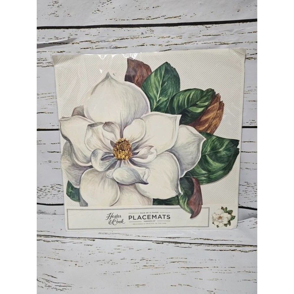 Hester & Cook Magnolia Holiday Paper Placemats 12 Pack 16x16 New Sealed